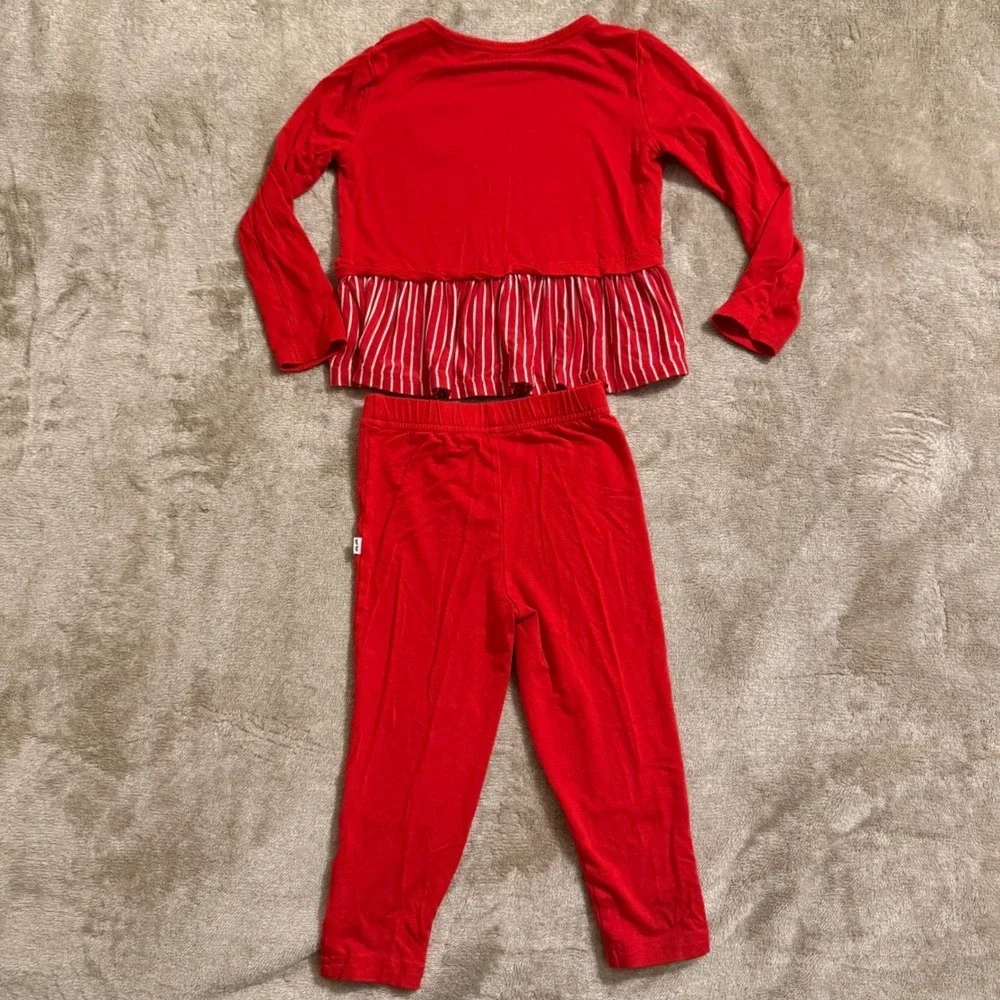 Little Sleepies Play Red Heart Peplum Top & Leggings Set 2T Bamboo Lunaluxe
